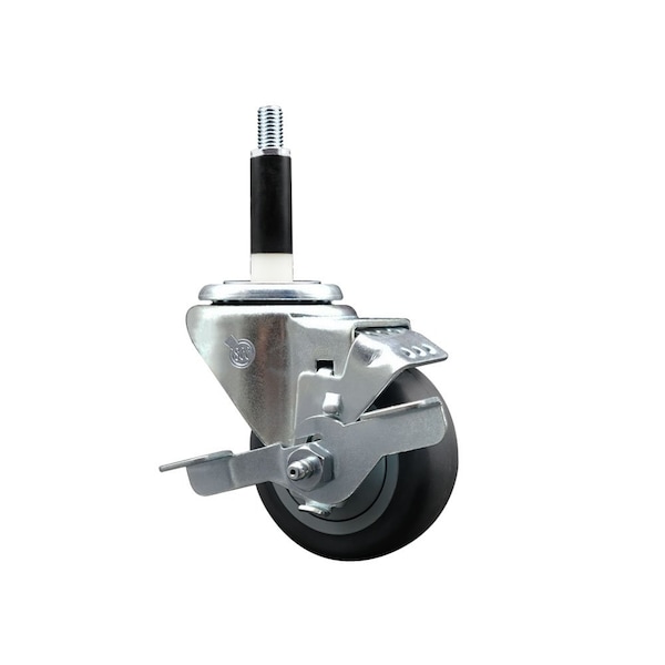 3'' Thermoplastic Rubber Swivel 7/8'' Expanding Stem Caster with Brake